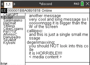 Friends menu on the calculator